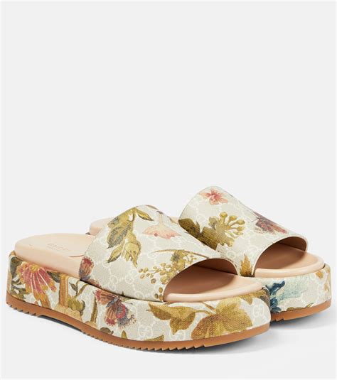 gucci flora platform slides|gucci angelina platform slides.